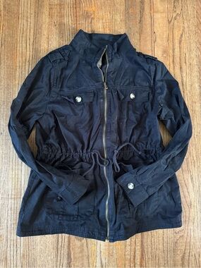 SO Black Utility Field Jacket with Drawstring Waist